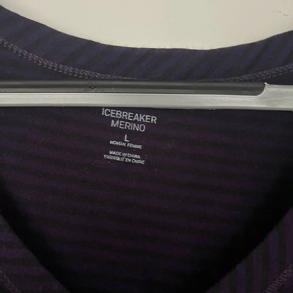 Women’s L Icebreaker Merino Villa Dress - Black & Purple Stripes - Picture 2 of 3